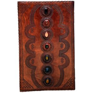 Chakra Leather Journal Embossed with Genuine Stones 14x22