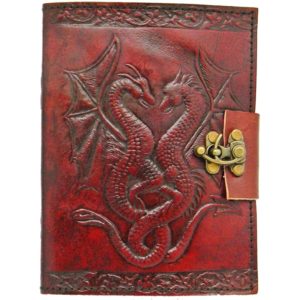 Dragon Double Leather Journal Embossed with Lock 5x7