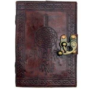 Dreamcatcher Leather Journal Embossed with Lock 5x7