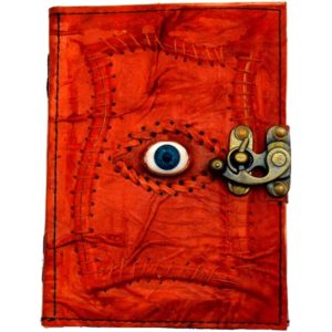 Evil Eye Leather Journal Tan Embossed with Lock 5x7