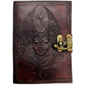 Goddess of the Moon Leather Journal Embossed with Lock 5x7