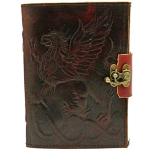 Gryphon Leather Journal Embossed with Lock 5x7