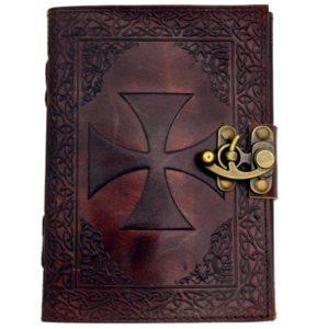 Knights Templar Leather Journal Embossed with Lock 5x7