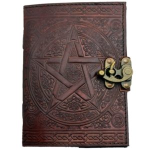 Pentacle Leather Journal Embossed with Lock Brown 5x7