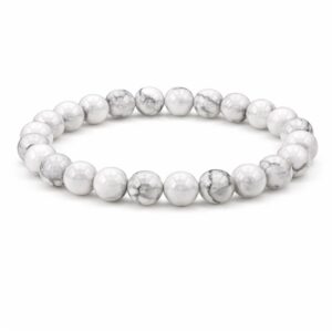 Howlite 6mm gemstone elastic stretch bracelet smooth round beads crystal bracelet The Zen Shop Oshawa Durham Region