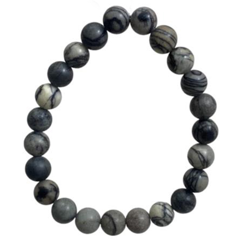 Black Zebra Jasper 8mm Stretch Bracelet