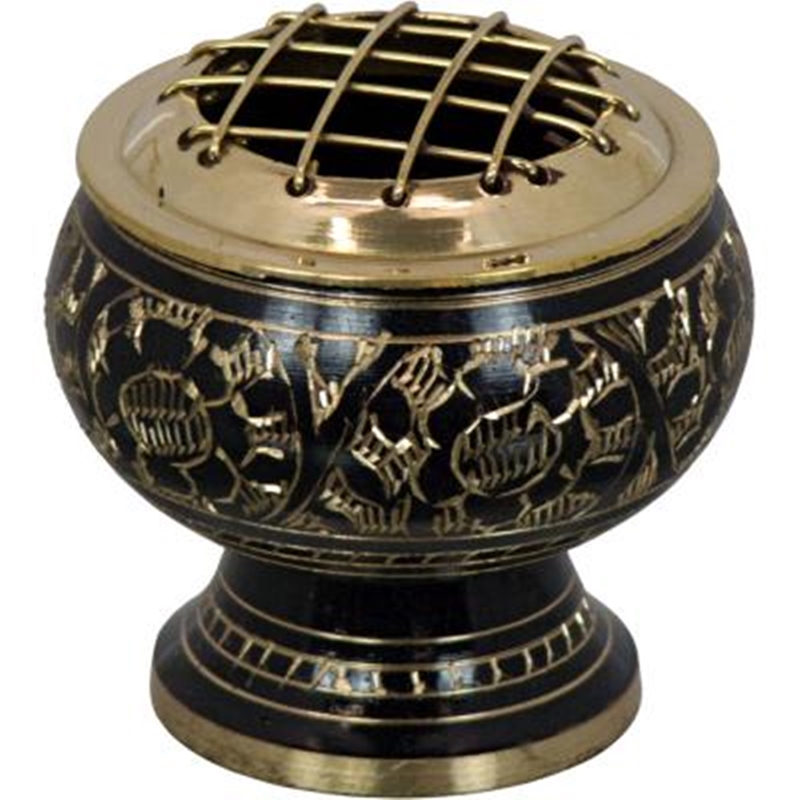 Brass Charcoal Burner Black with Grid