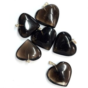 Pile of Smoky Quartz Heart Pendants