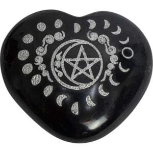 Black Tourmaline Moon Phases Puffed Heart