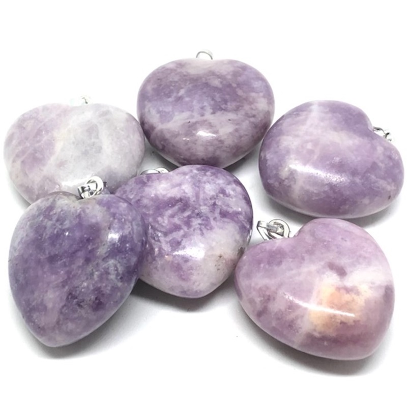 Pile of Lepidolite Heart Pendants
