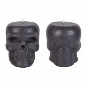 Black skull opium scented candle for altar décor and gothic home décor – mystical shaped candle at The Zen Shop Oshawa