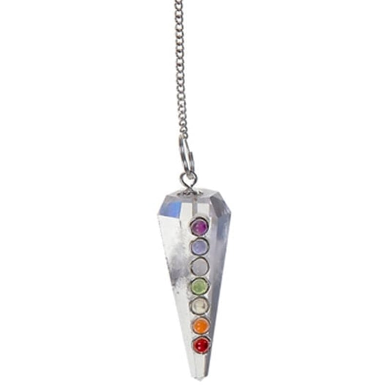 Chakra Hexagonal Clear Quartz Pendulum