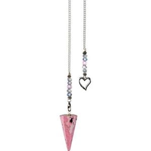 Hexagonal Rhodonite Heart Pendulum
