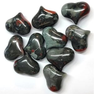 Pile of Bloodstone Puffed Heart Mini stones