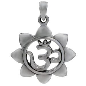 Sterling Silver OM Pendant Hollow Lotus Plain.