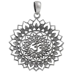Sterling Silver OM Pendant Mandala Hollow 40mm