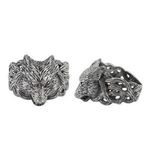 Sterling Silver Wolf Head with Celtic Knot Ring