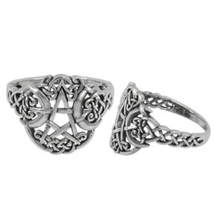 Sterling Silver Pentacle Triple Moon Ring