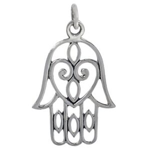 Sterling Silver Pendant Hamsa Heart 23mm