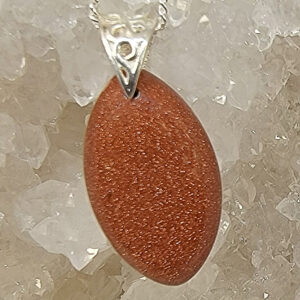Sterling Silver Goldstone Pendant Cabochon Oval 25mm x 10mm