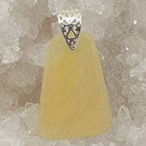 Sterling Silver Yellow Aventurine Pendant Cabochon Tapered Rectangle 35mm x 20mm