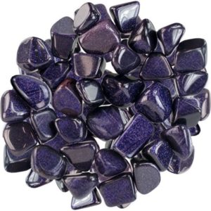 Pile of tumbled blue goldstones stones