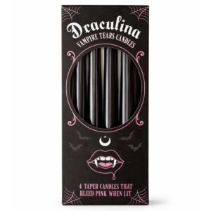 Vampire Tears taper candles 4 pack black gothic candles with pink bleeding wax effect The Zen Shop Oshawa