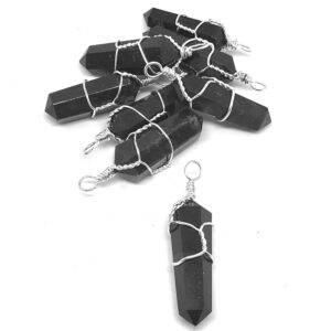 Pile of Black Tourmaline Wire Wrapped Pendants