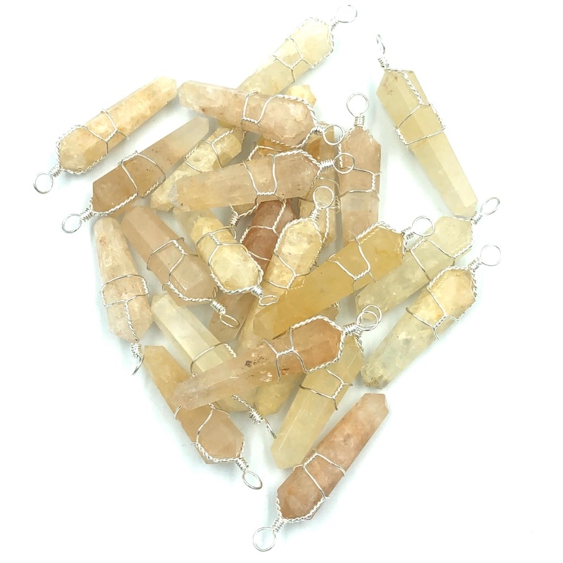 Pile of Citrine Wire Wrapped Pendant