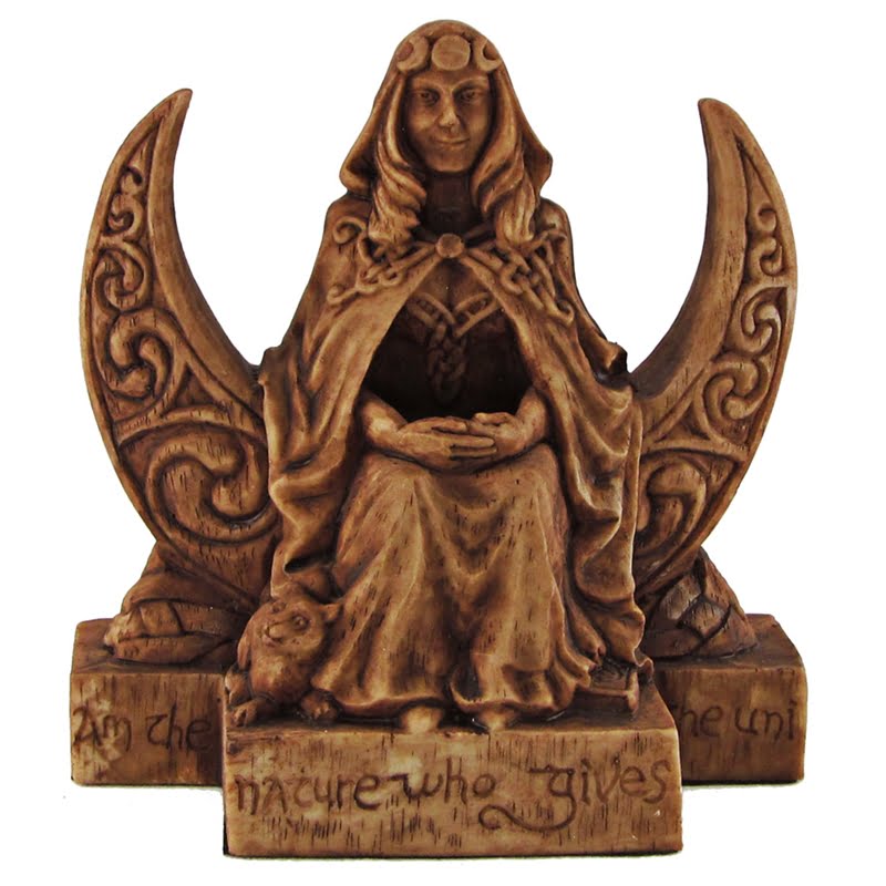 Moon Goddess Silver or Wood Finish Statue Small