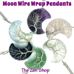 Wire Wrapped Crystal Moon Pendants