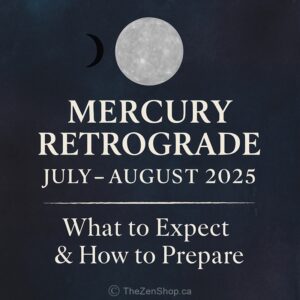 Mercury Retrograde July–August 2025 blog cover with moon phases and celestial background