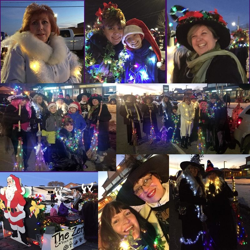 The Zen Shop float in Oshawa’s Santa Parade with Witch Dance performers and staff, customers, and friends celebrating together.