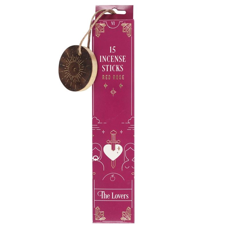The Lovers Tarot Incense – Red Rose with Wooden Holder – The Zen Shop