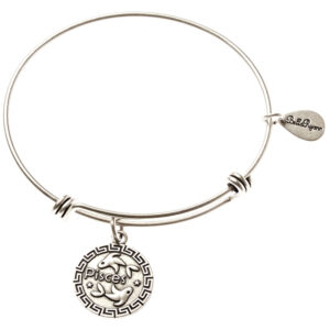 Pisces Silvertone Bangle Bracelet